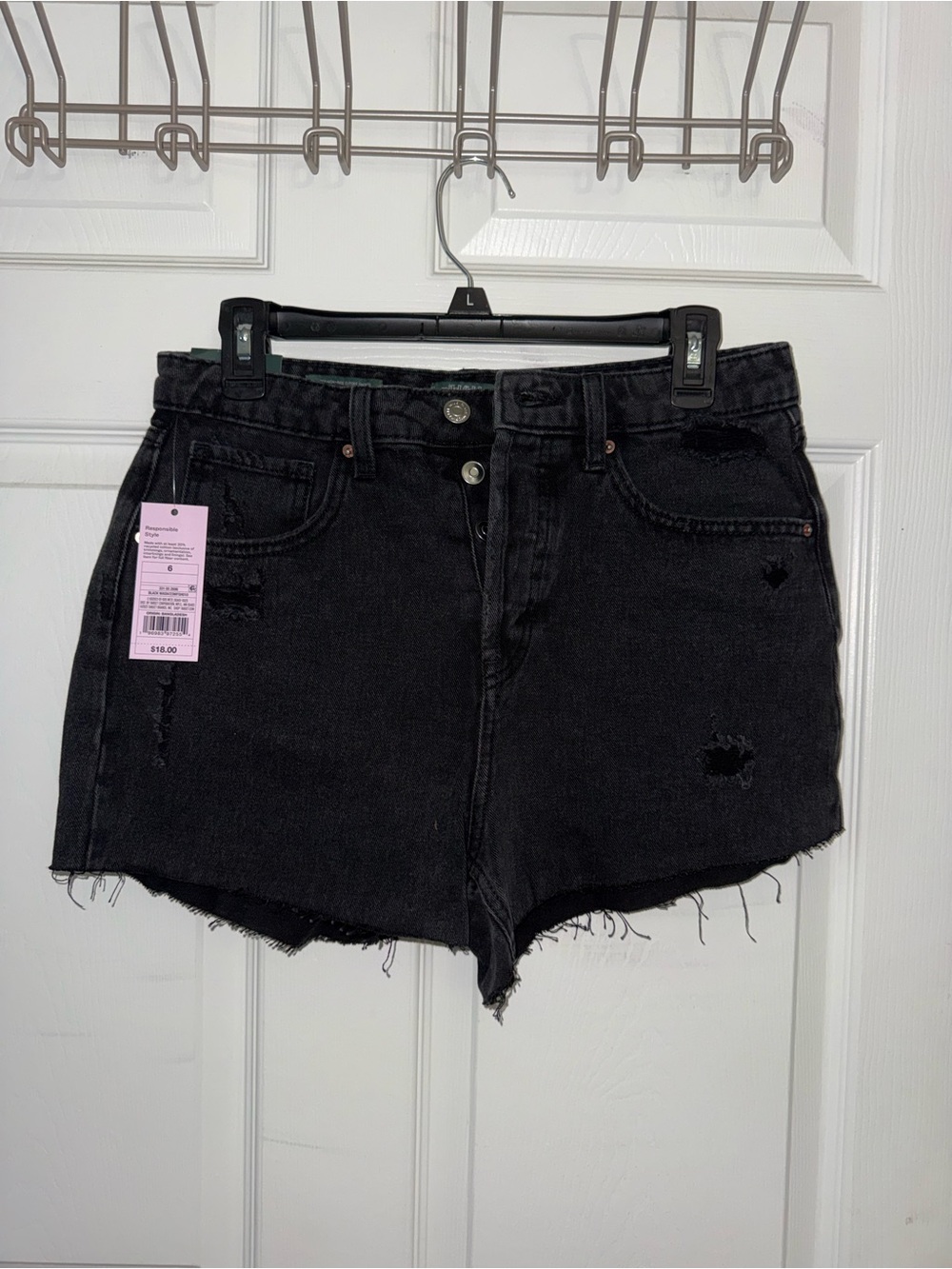 wild fable Black Distressed High-Rise Jean Shorts